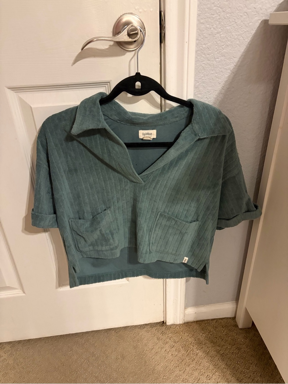 UpWest Cropped Ribbed Polo Top